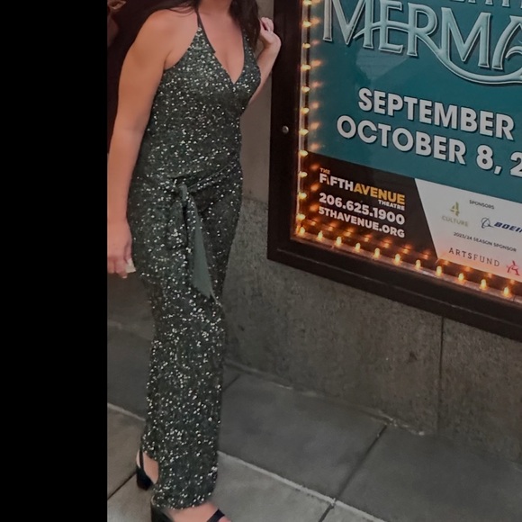 Haute Hippie Pants - Haute Hippie Green Sequin Romper Jumpsuit XS